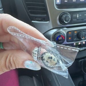 Dalmatian Stone Ring with Silver Band